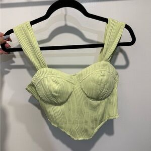 Lime Ribbed Bustier Crop Top